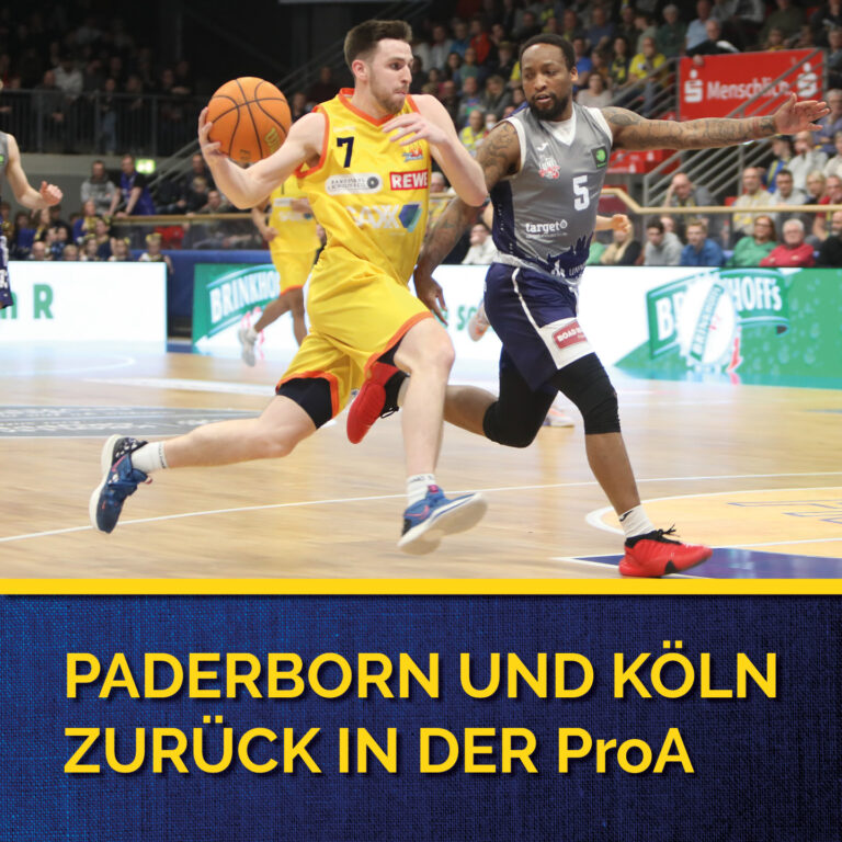 Basketballspieler im gelben Trikot in Aktion, dynamische Bewegung, Fokus auf Dribbling.
