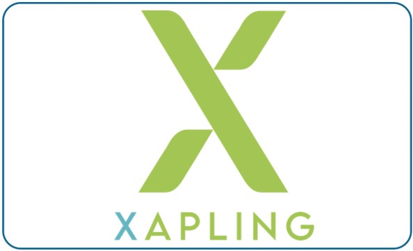 Grünes Logo mit großem "X" und Text "XAPLING" in blauen und grünen Buchstaben.