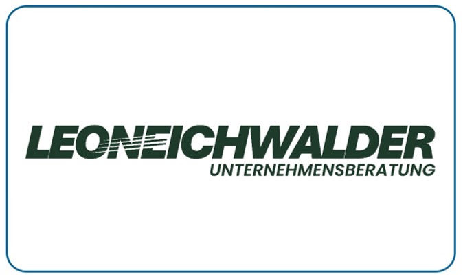 Schwarzes Logo von Leoneichwalder Unternehmensberatung auf weißem Hintergrund.
