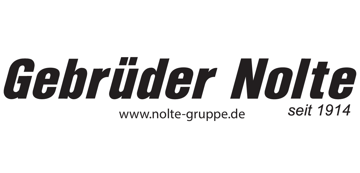 Schwarzes Logo von Gebrüder Nolte mit der Webseite und Gründungsjahr 1914