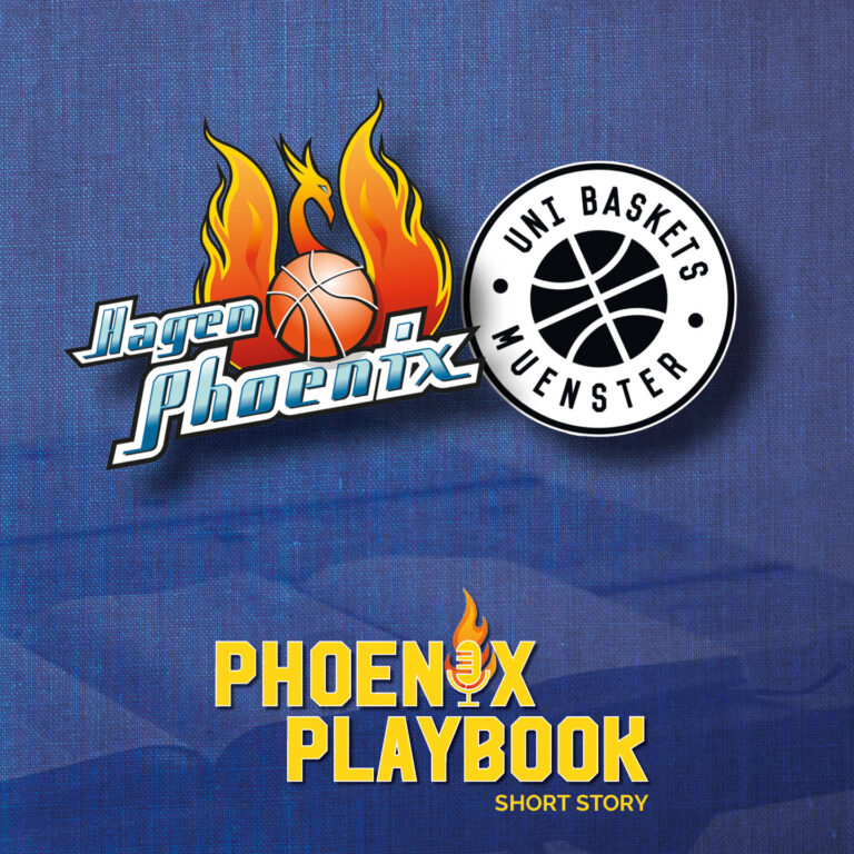 Logos von Hagen Phoenix und Uni Baskets auf blauem Hintergrund dargestellt