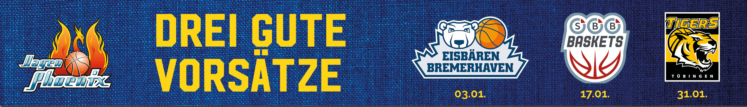 Bundesliga Basketball Logos mit gelben und blauen Farben und einem Tiger als Highlight