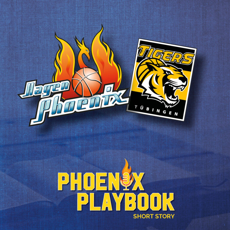 Das Bild zeigt die Logos der Hagen Phoenix und Tigers Tübingen auf blauem Hintergrund