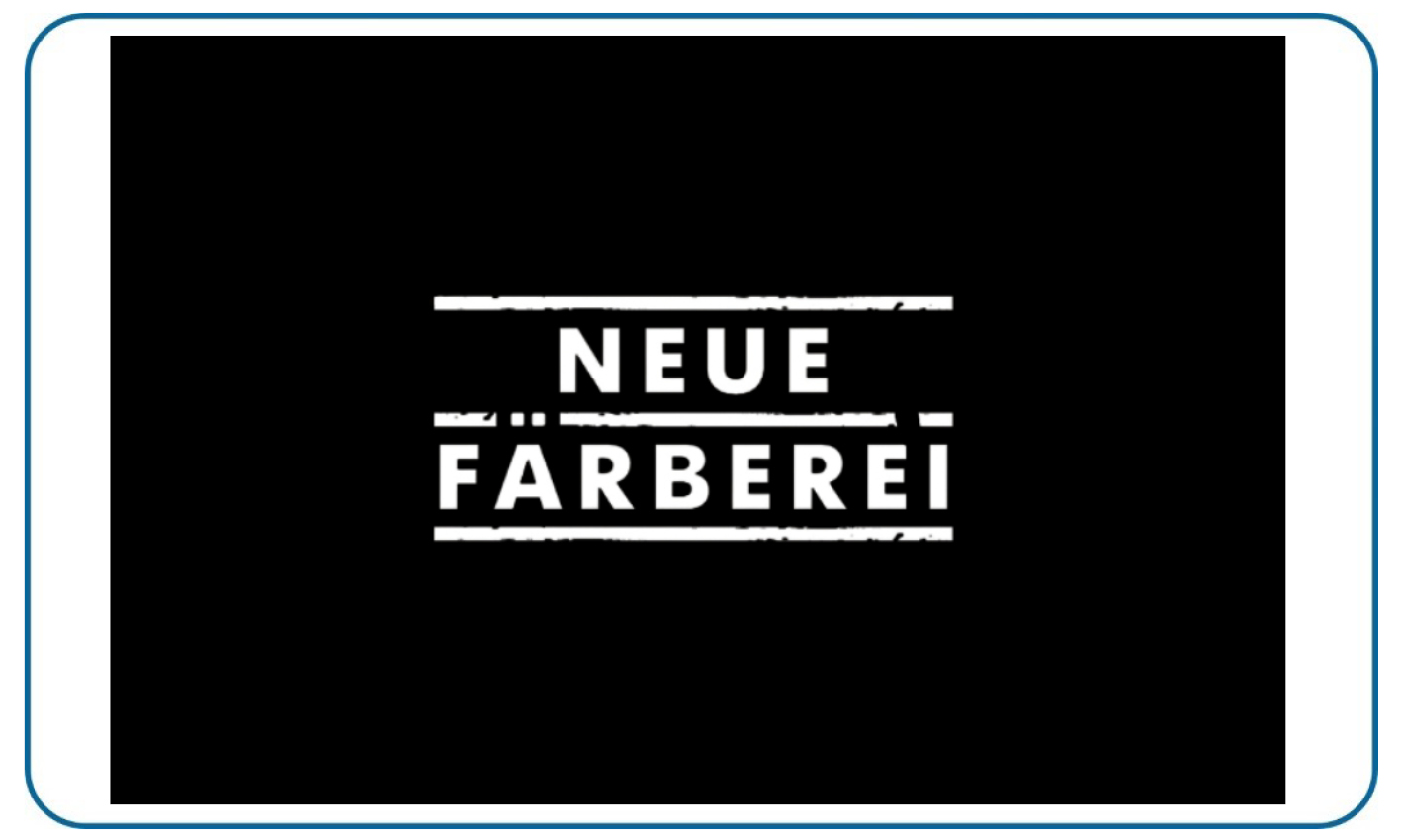Weisser Text Neue Färberei auf schwarzem Hintergrund mit Balkenstruktur