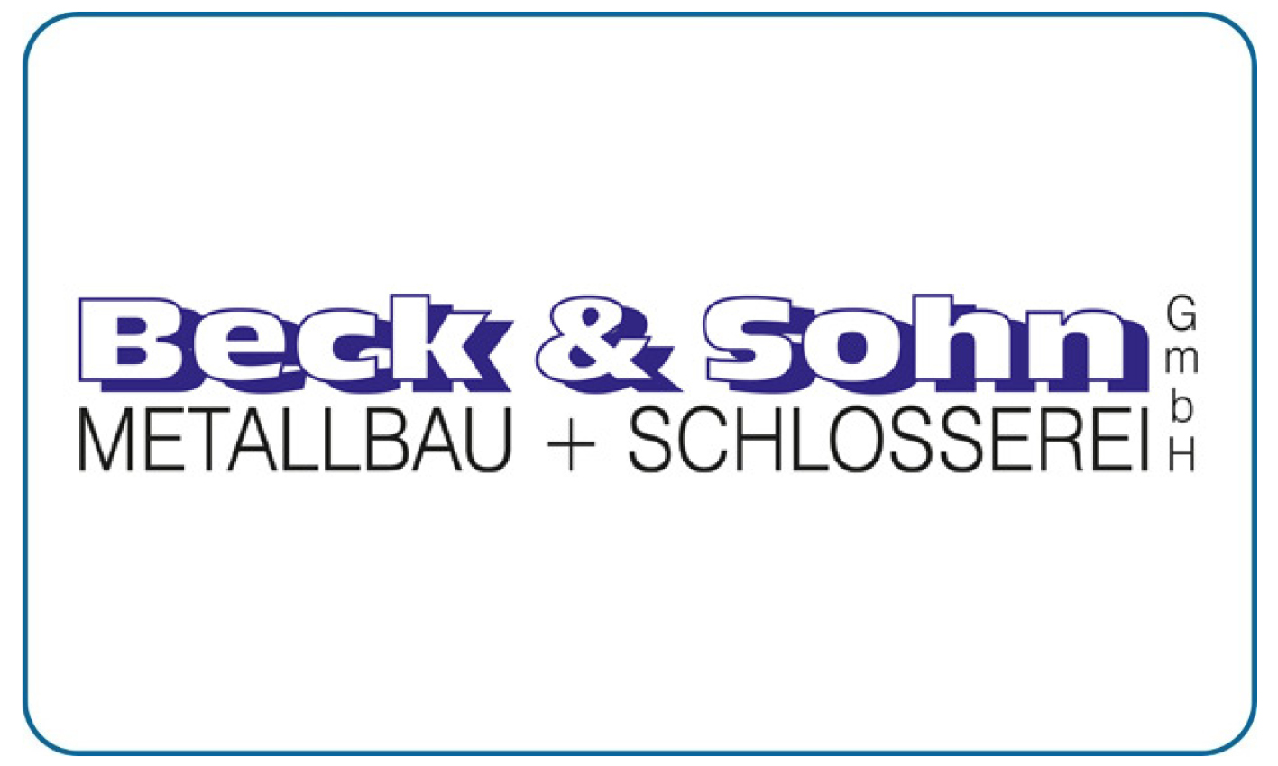 Das Logo von Beck und Sohn Metallbau Schlosserei zeigt einen blauen Schriftzug auf Weiß