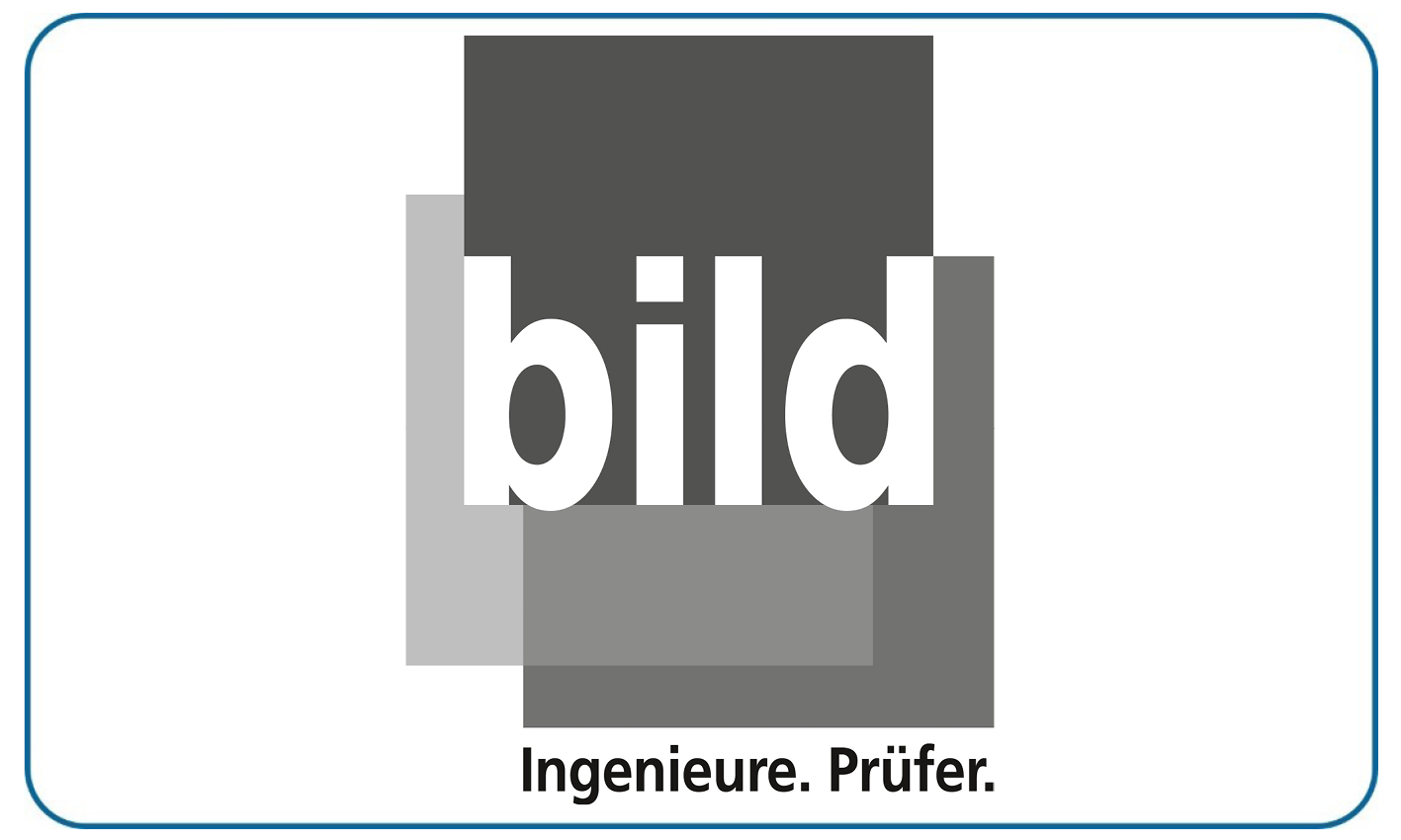 Logo mit dem Wort bild in weiß auf grauen Rechtecken Ingenieure Prüfer steht unten