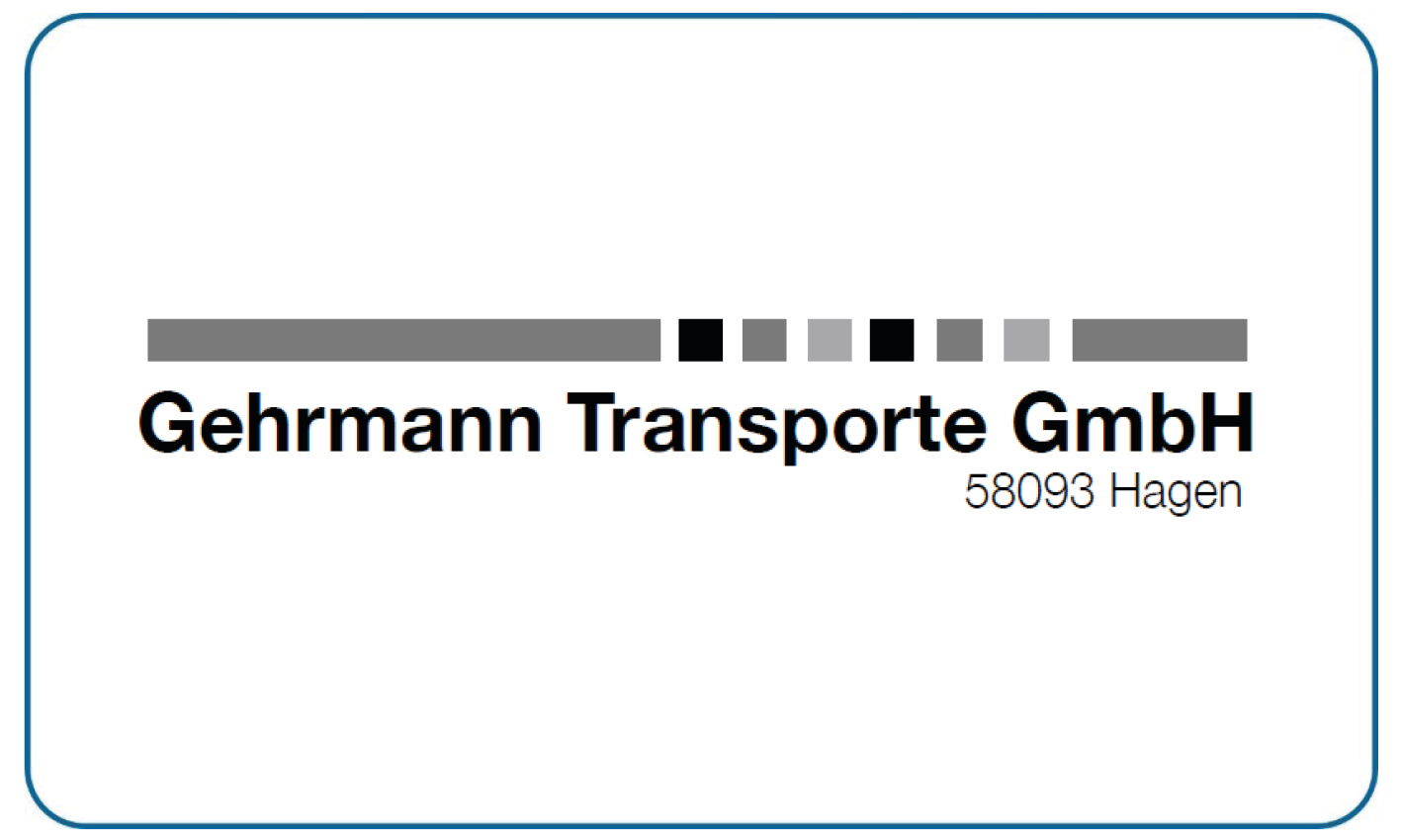 Das Firmenlogo von Gehrmann Transporte GmbH mit grauen und schwarzen Quadraten auf Weiß