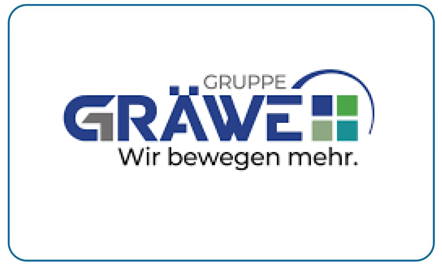 Das Logo der GRÄWE Gruppe in Blau und Grün mit dem Slogan Wir bewegen mehr