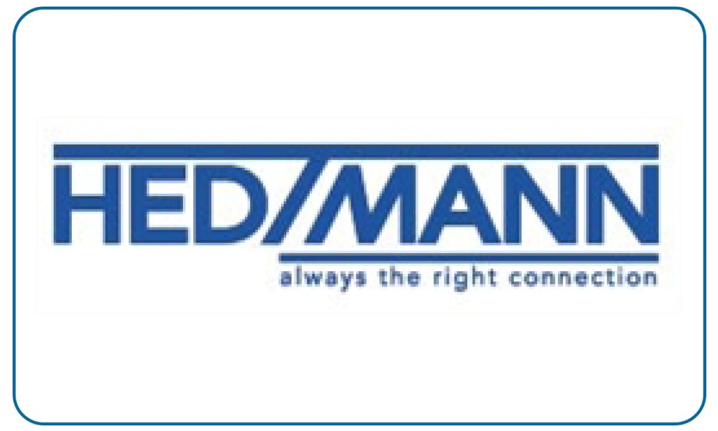 Das HEDTMANN Logo in Blau mit dem Slogan always the right connection in kleiner Schrift