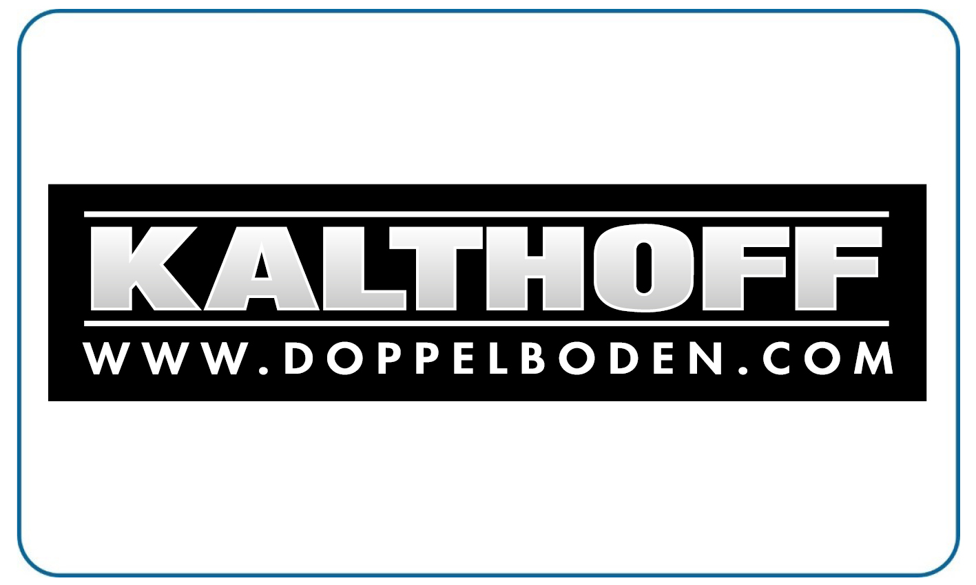 Schwarz silbernes Logo mit dem Wort Kalthoff und einer Webadresse darunter