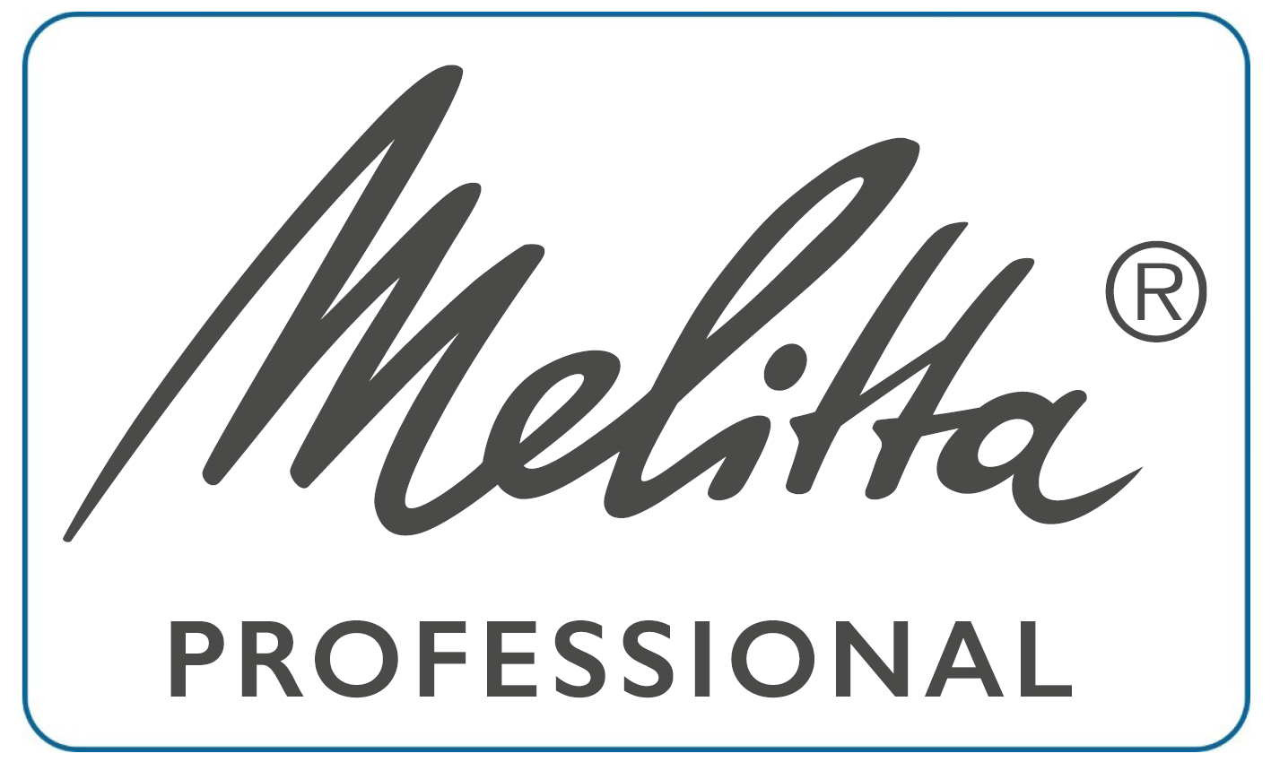 Das Melitta Professional Logo in dunklem Grau mit eleganter, handschriftlicher Schrift