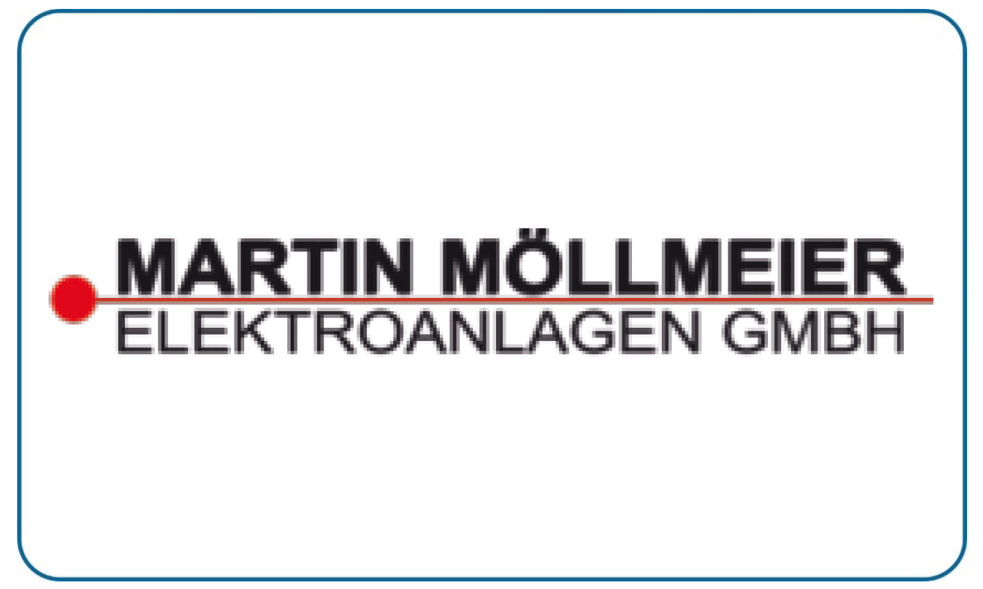 Das Logo zeigt den Schriftzug Martin Möllmeier Elektroanlagen GmbH in Schwarz und Rot