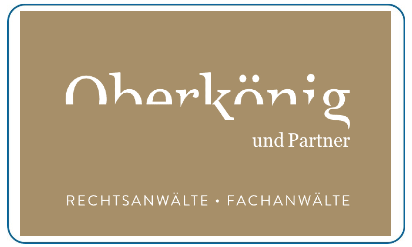 Beiges Logo von Oberkönig und Partner mit weißer Schrift und elegantem Design
