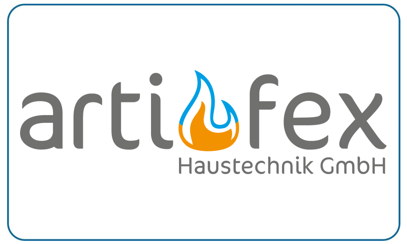 Logo von artifex Haustechnik GmbH mit blau orangefarbener Flamme im Schriftzug