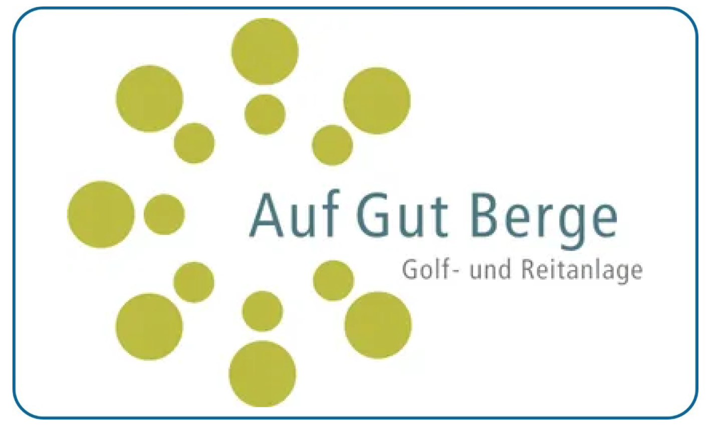 Logodesign mit grünen Kreisen und dem Text Auf Gut Berge Golf und Reitanlage