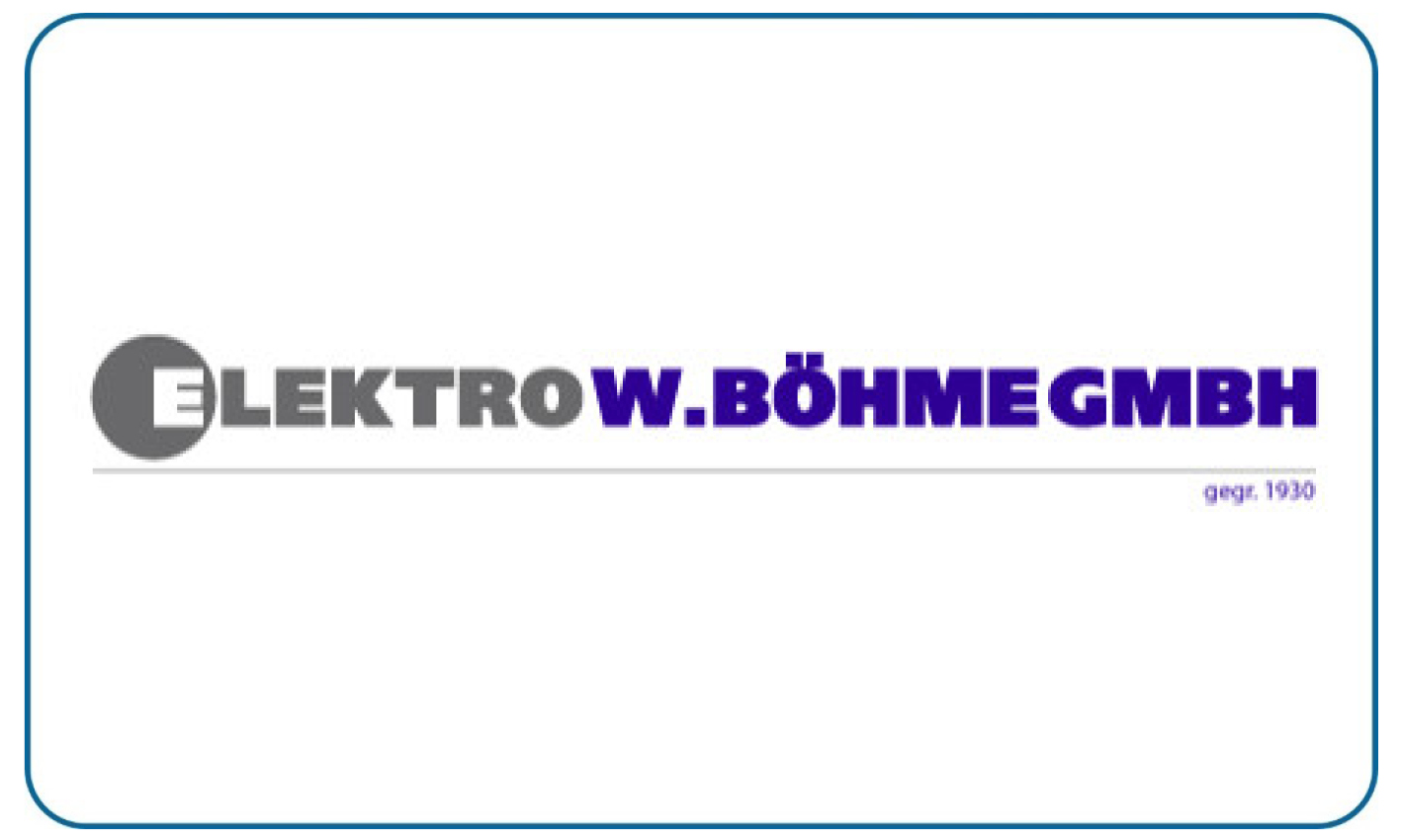 Logo der Firma Elektro W Böhme GmbH mit markantem Schriftzug in Grau und Blau