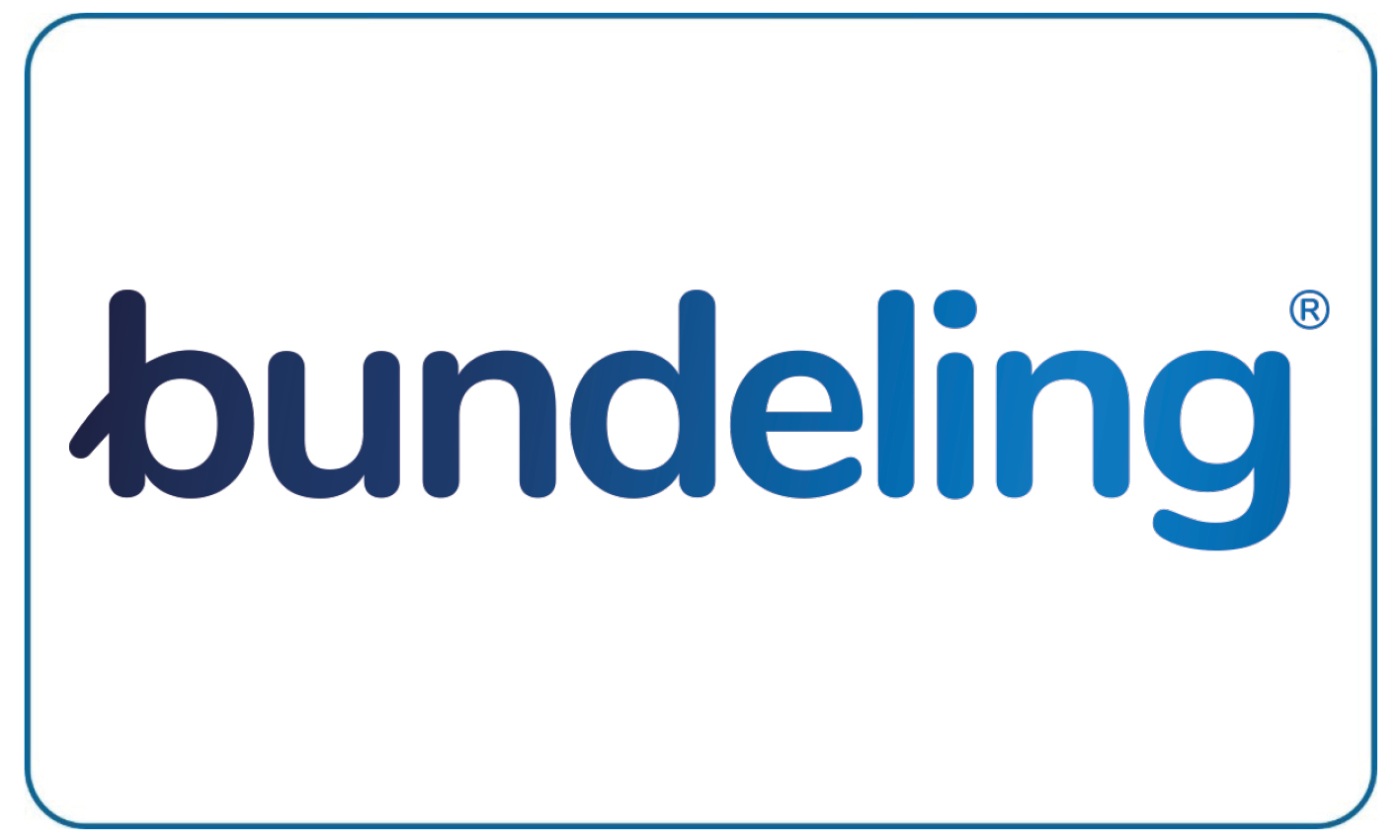 Das blaue Wort Bundeling mit auffälligem Pfeil im Buchstaben b auf weißem Hintergrund