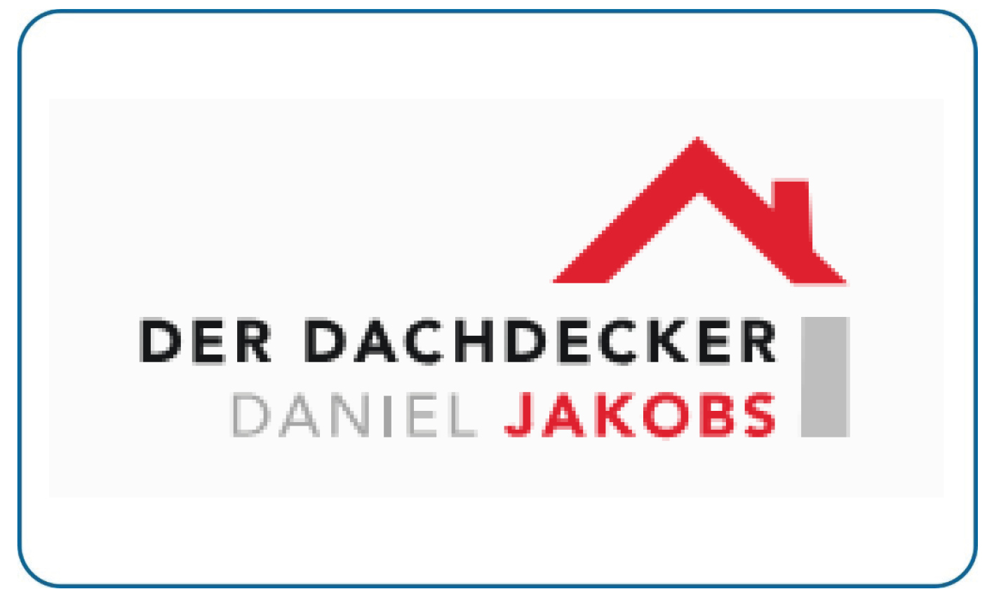 Das Logo zeigt ein rotes Dachsymbol über schwarzem und grauem Text mit Namen