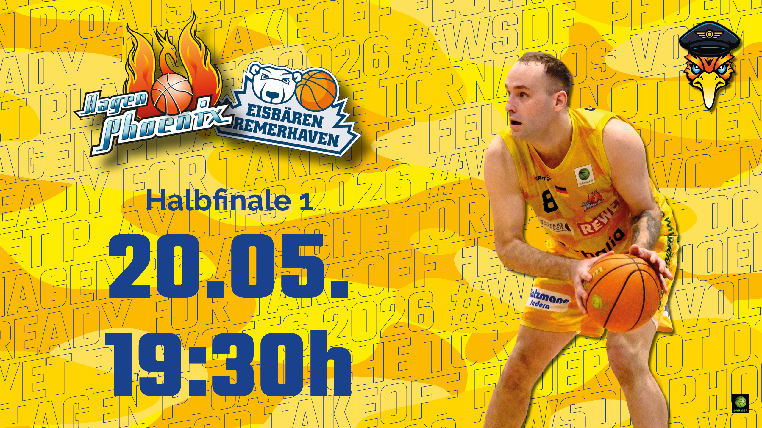Ein konzentrierter Basketballspieler im gelben Trikot hält einen orangefarbenen Ball