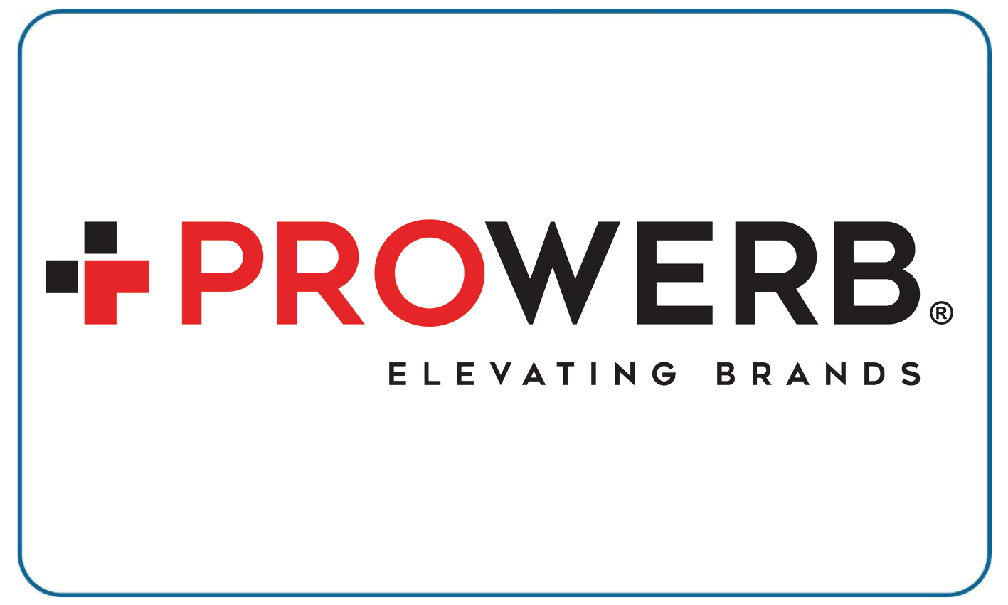 PROWERB Logo in Rot und Schwarz mit Plus Symbol und Slogan
