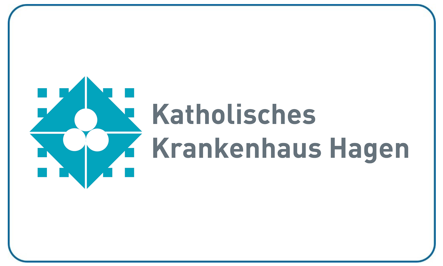 Türkises Logo mit drei Kreisen neben grauem Schriftzug Katholisches Krankenhaus Hagen