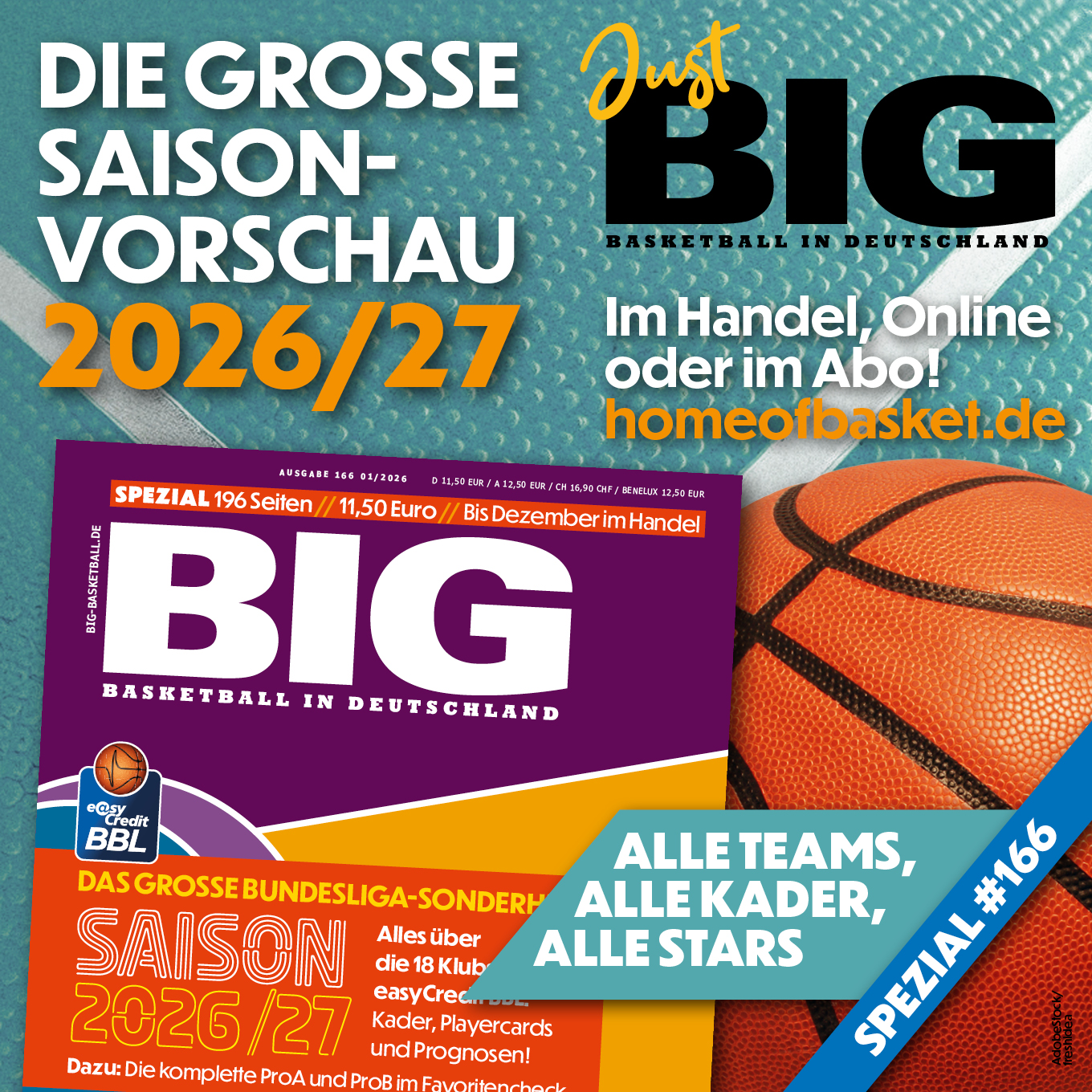 Werbung fuer das BIG Basketball Magazin Spezial 166 mit Saisonvorschau 2026 27