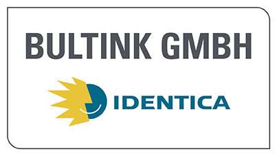 Logo der Bultink GmbH mit Identica Schriftzug und gelb blauem Symbol