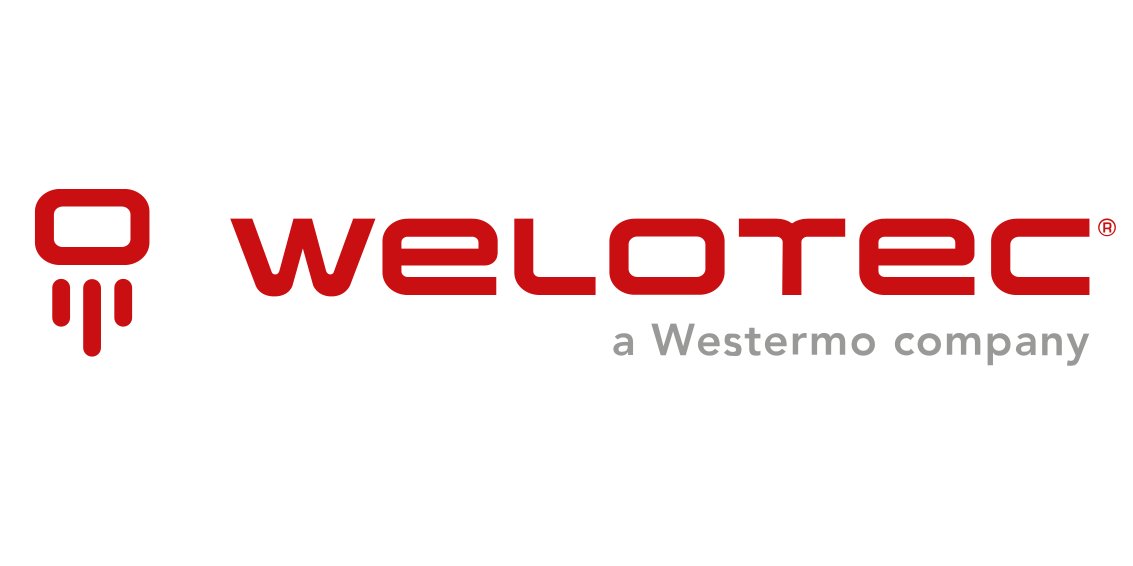 Rotes Welotec Logo mit grauem Zusatz a Westermo company auf weissem Grund