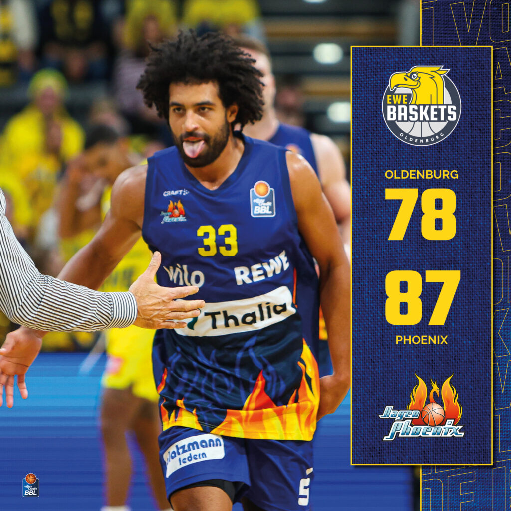 Basketballspieler mit Afro streckt die Zunge raus im blauen Trikot mit Nummer 33