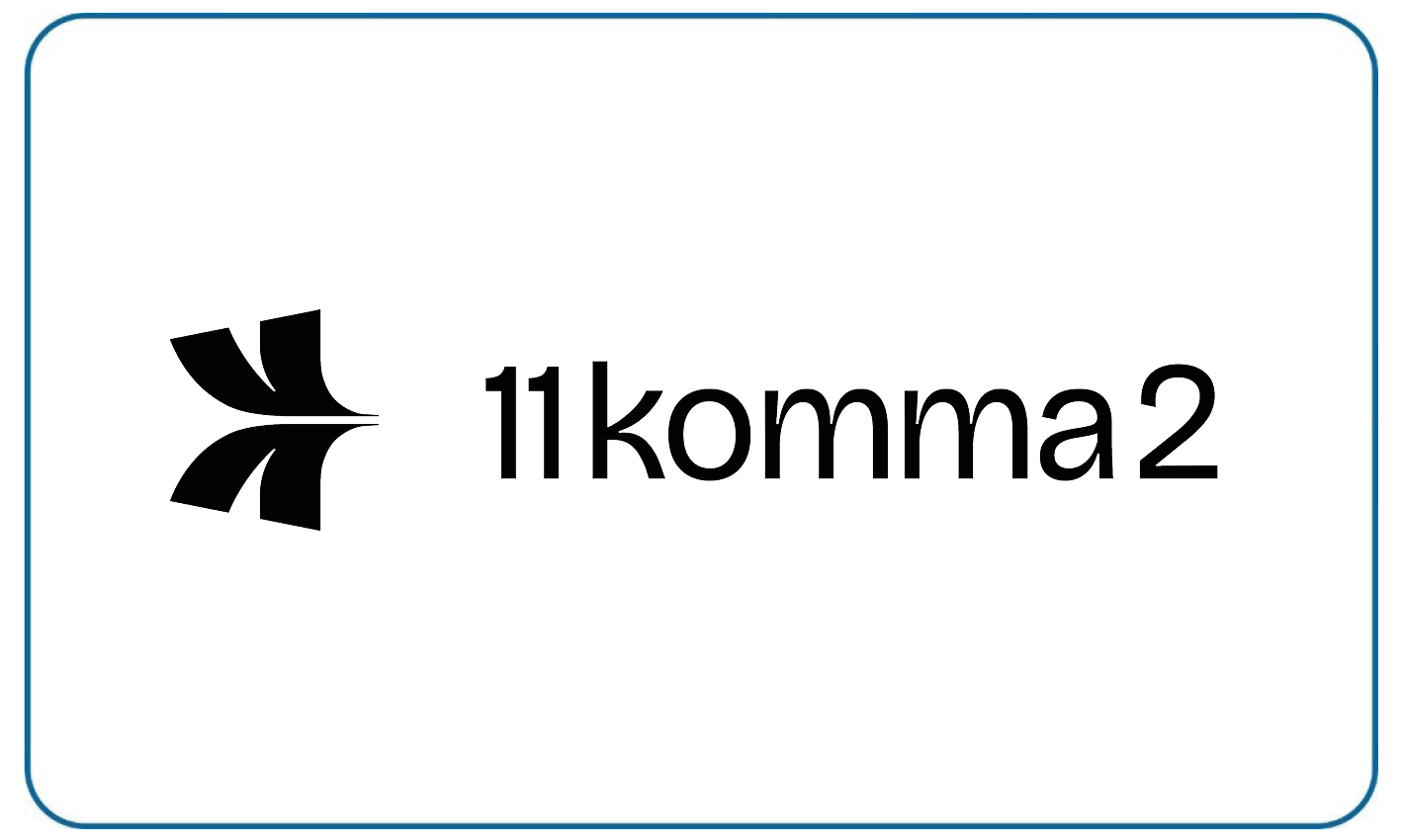 Logo von 11komma2 mit schwarzem Schriftzug und Symbol auf weissem Hintergrund