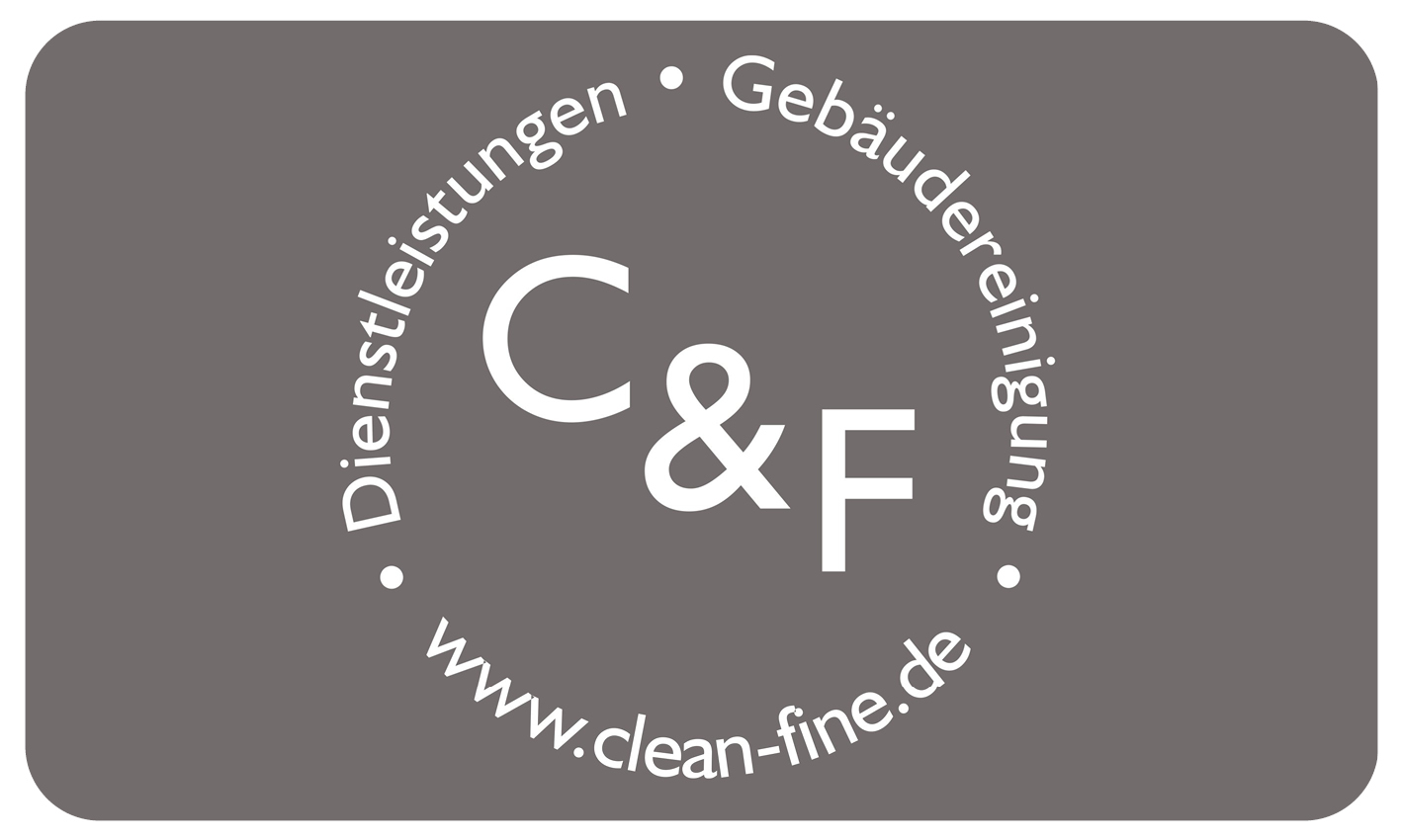Graues Logo von C und F fuer Dienstleistungen und Gebaeudereinigung
