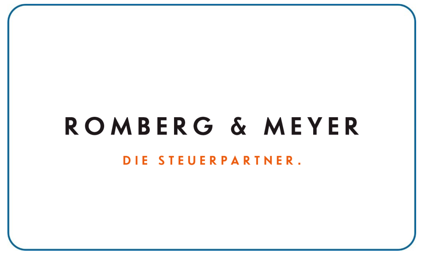 Logo von Romberg und Meyer mit schwarzem Schriftzug und orangem Untertitel