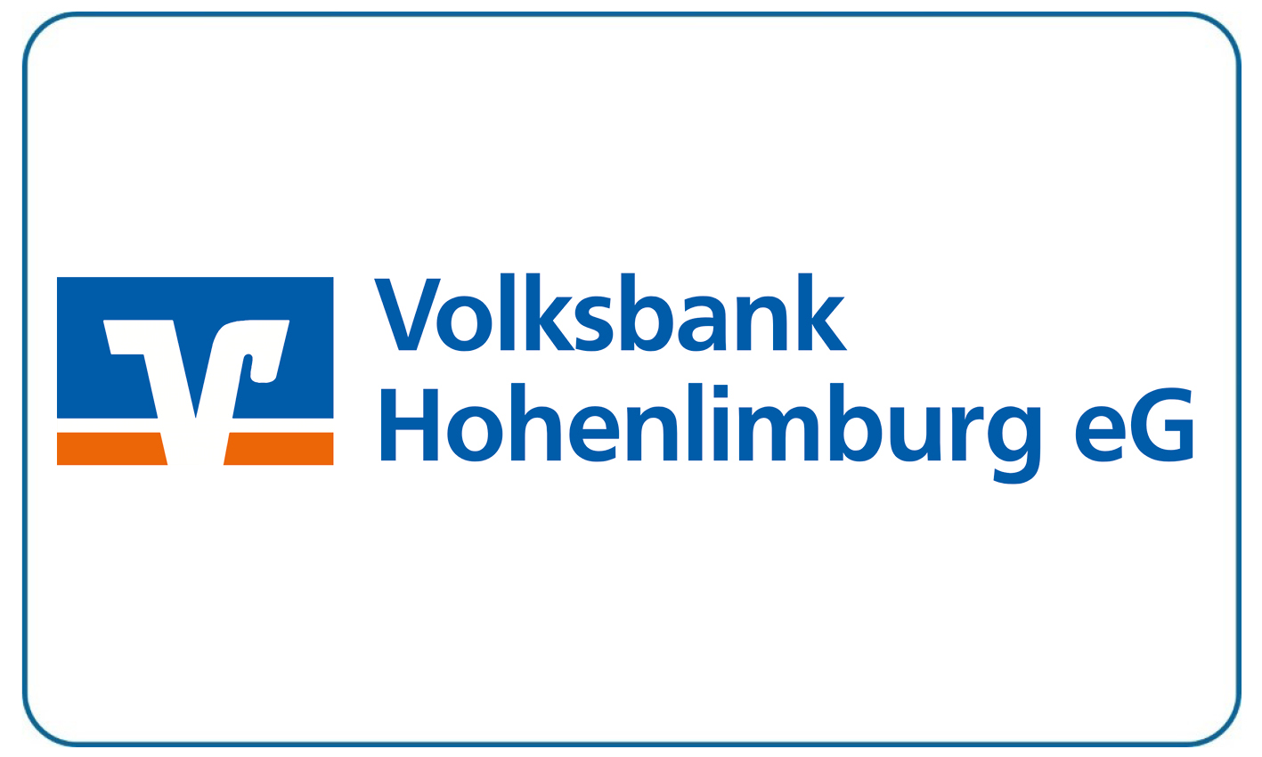 Logo der Volksbank Hohenlimburg eG in Blau mit orangefarbenem Akzent
