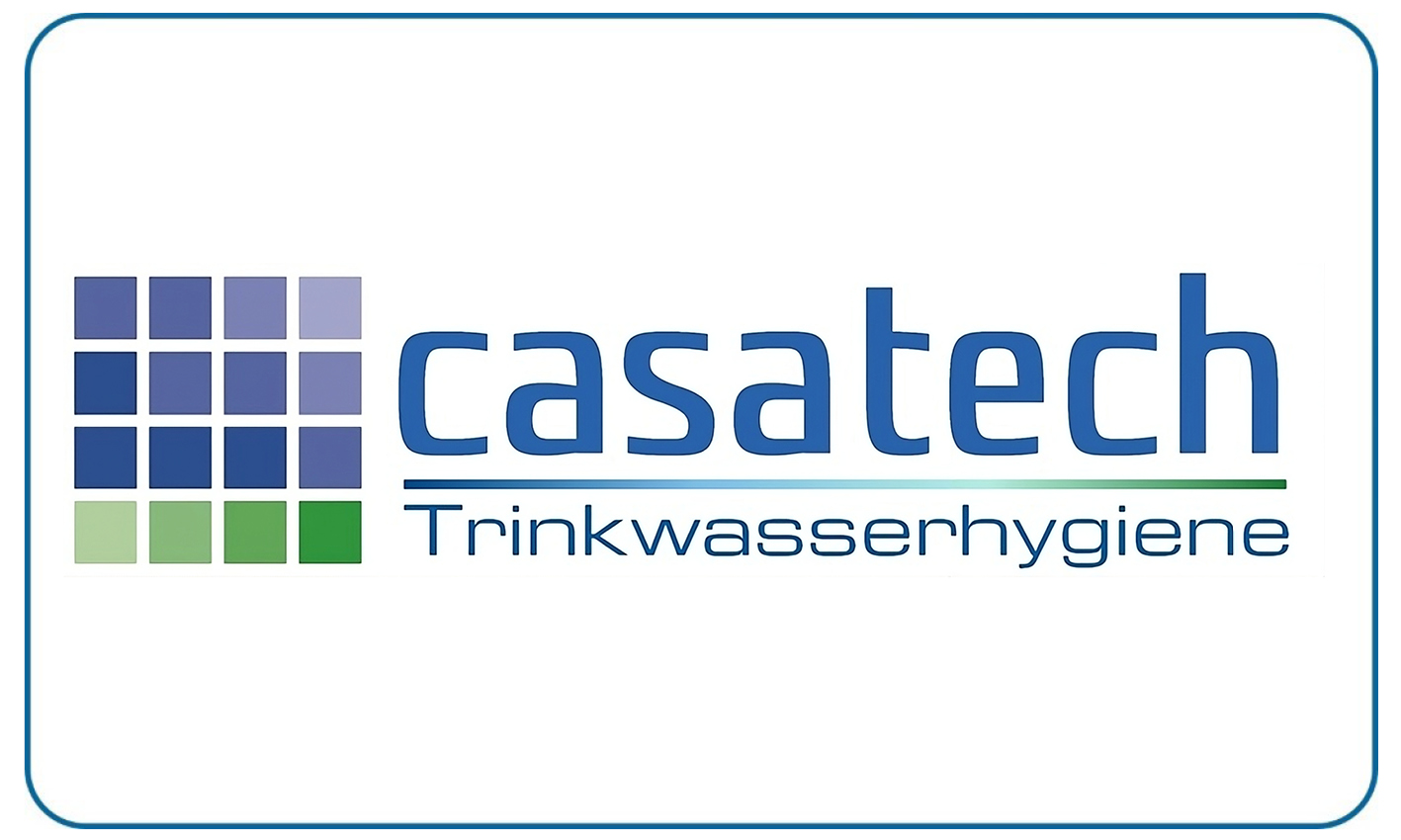 Logo von casatech Trinkwasserhygiene mit blauen und gruenen Quadraten